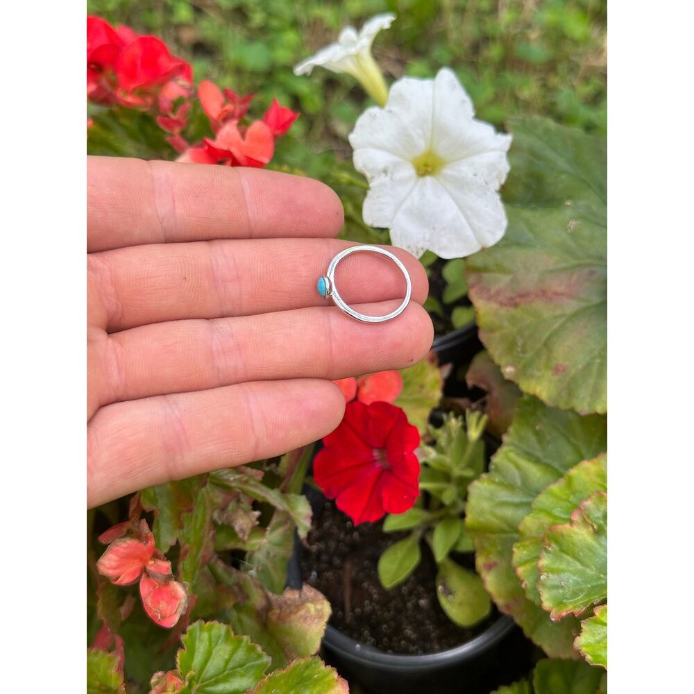 Sterling Silver Rounded Turquoise Bead Ring - image 7